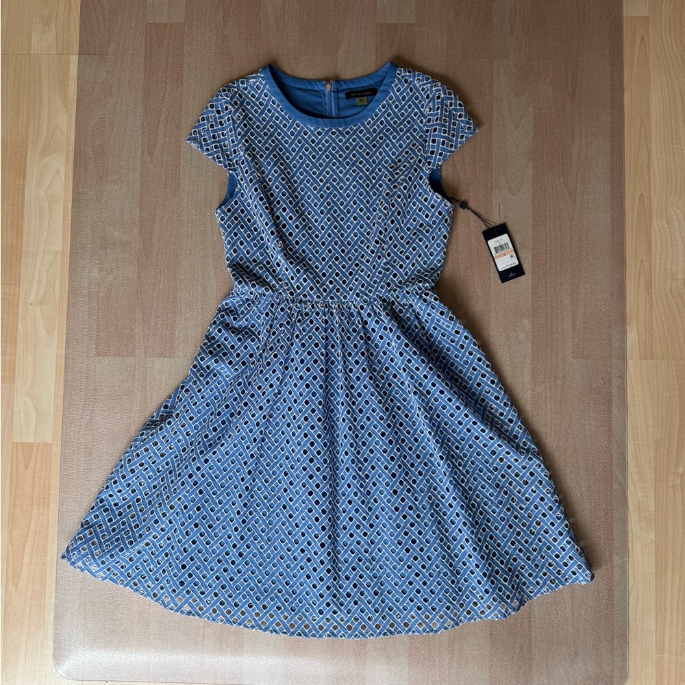 Tommy Hilfiger Blue Geometric Midi Dress